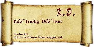 Kálnoky Dénes névjegykártya